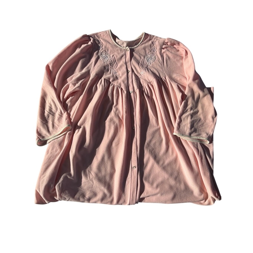 Vintage Vanity Fair Snap Front Robe Duster Pink Size Small CottageCore housecoat